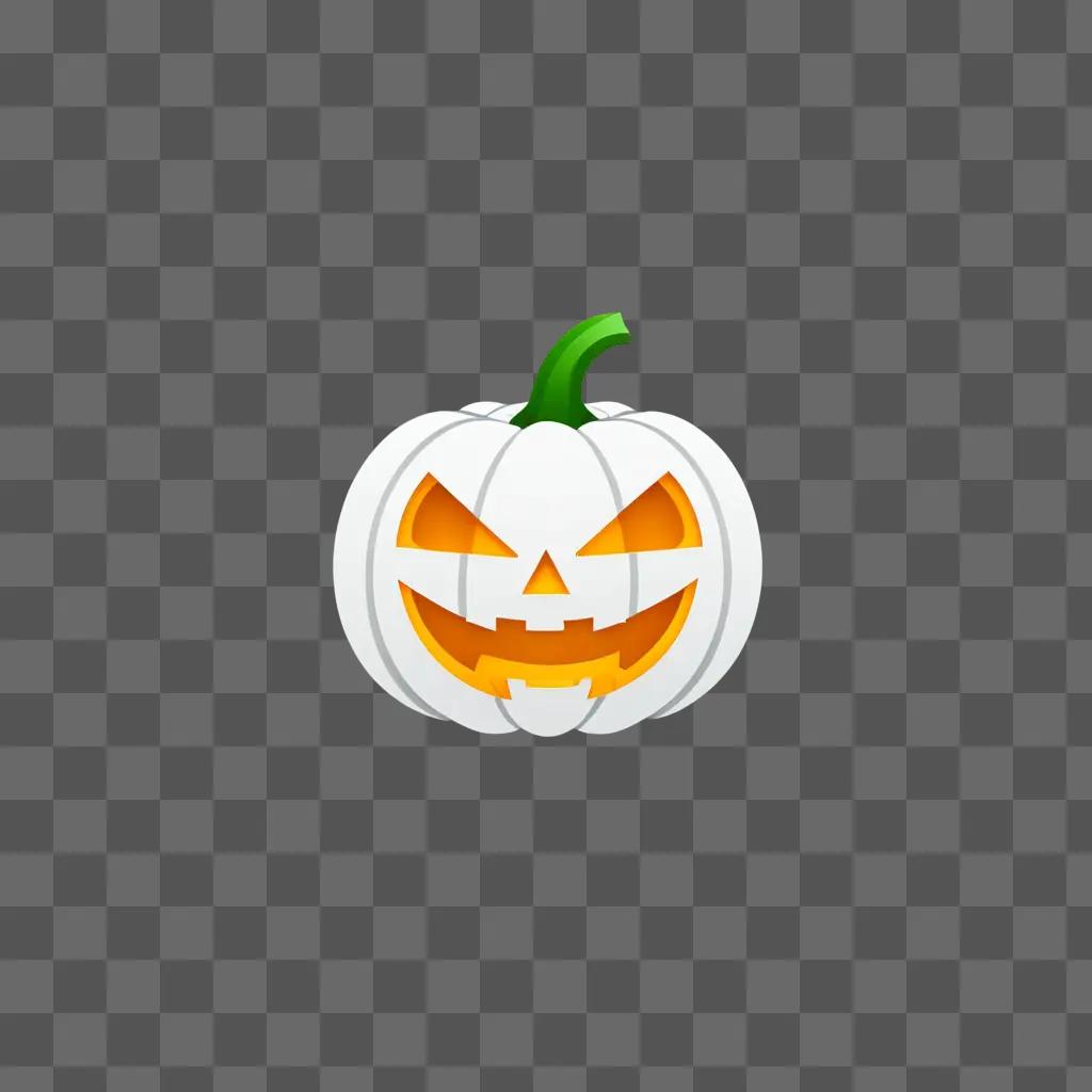 A pumpkin emoji sits in the center of a beige background