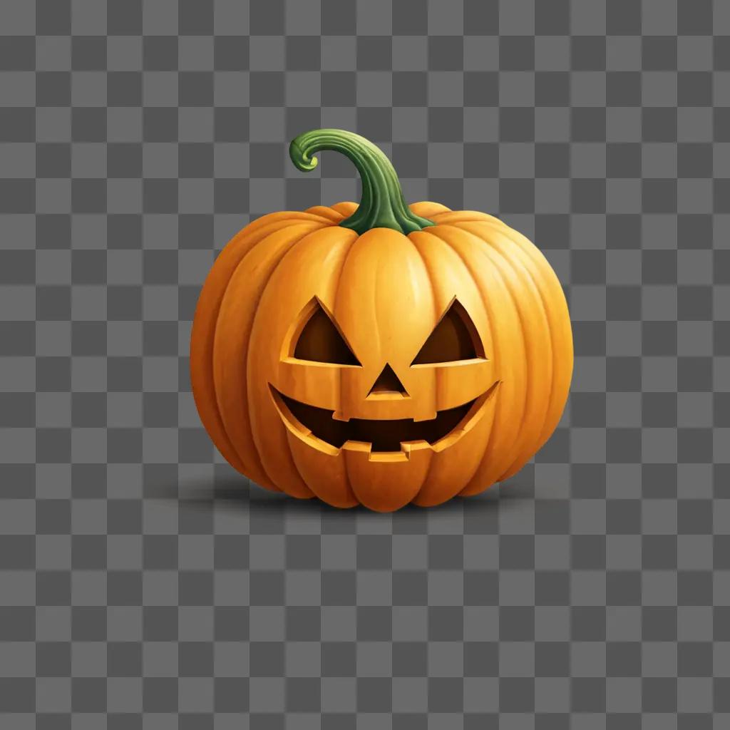 A pumpkin emoji with a happy face on a brown background