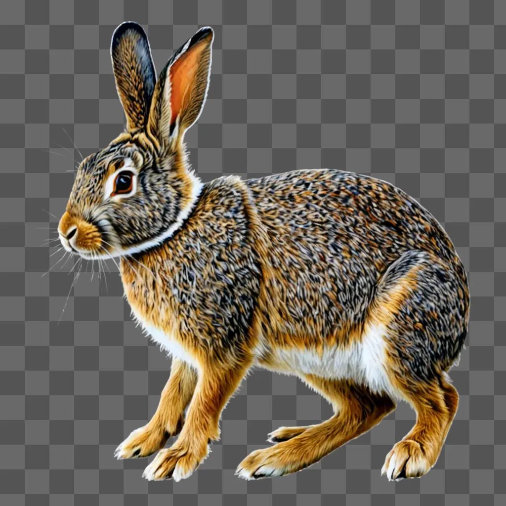 A rabbit drawing with a brown and white colour scheme