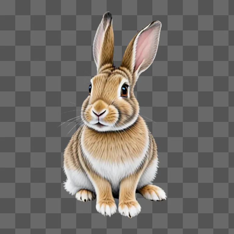 A rabbit drawing with a brown and white face