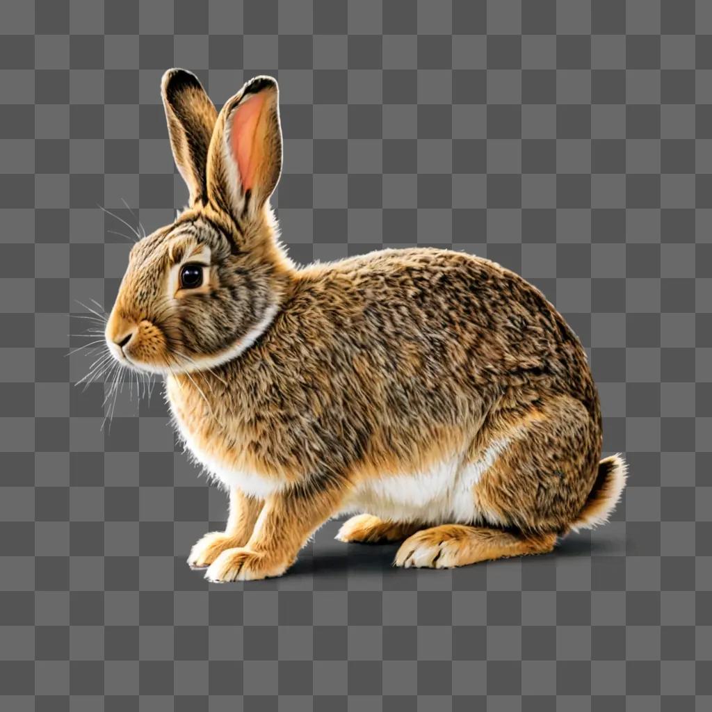 茶色の背景に色で描かれたウサギ