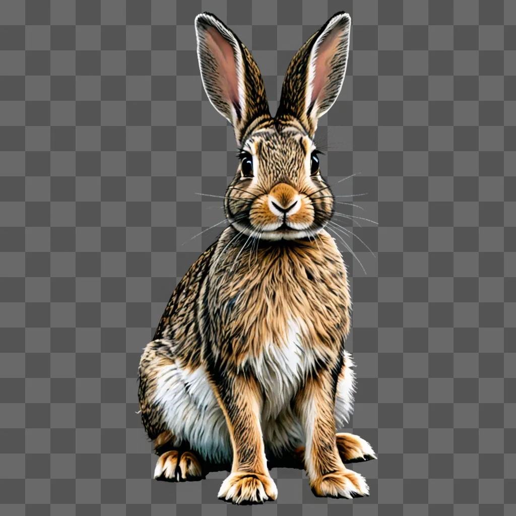 茶色の背景に色で描かれたウサギ
