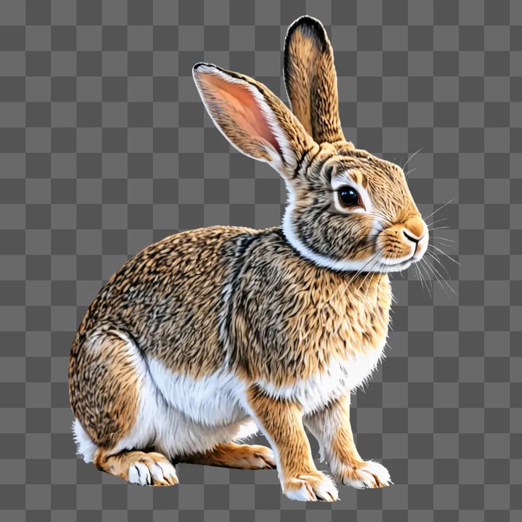 茶色の背景に色付きのウサギの絵が描かれています