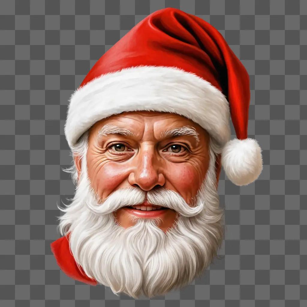 A realistic Santa hat drawing on a mans face