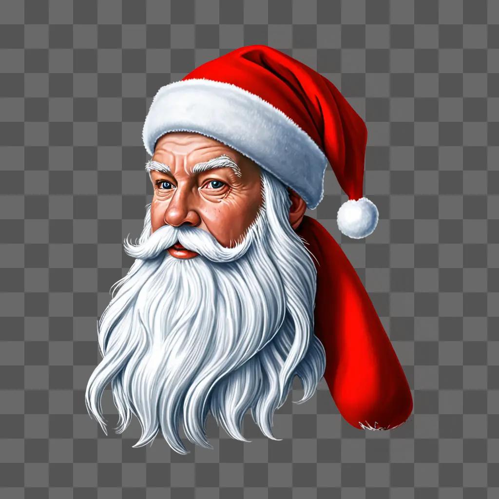 A realistic Santa hat drawing on a red background