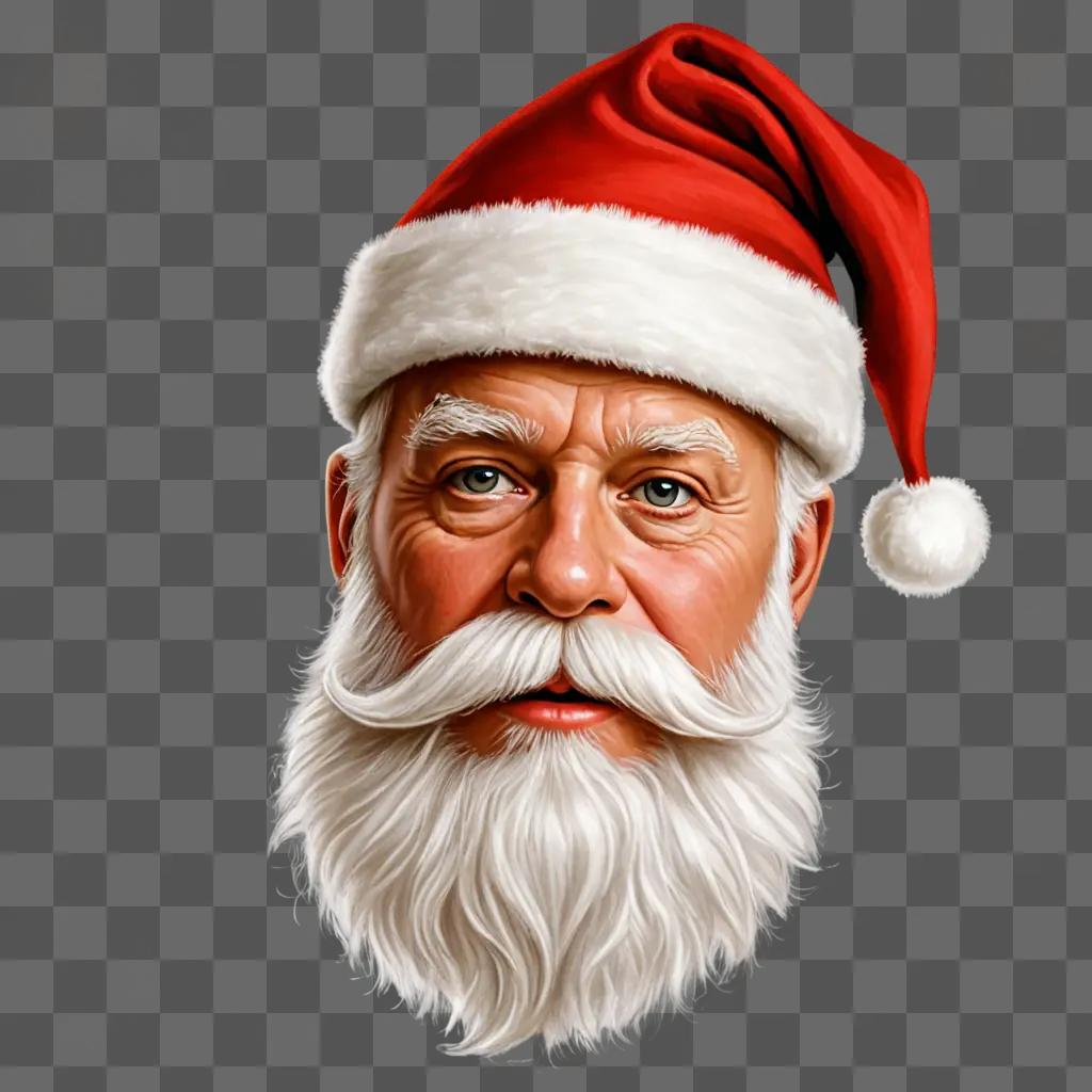 A realistic Santa hat drawing with a red background