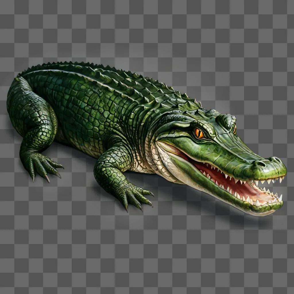 A realistic alligator drawing on a dark background