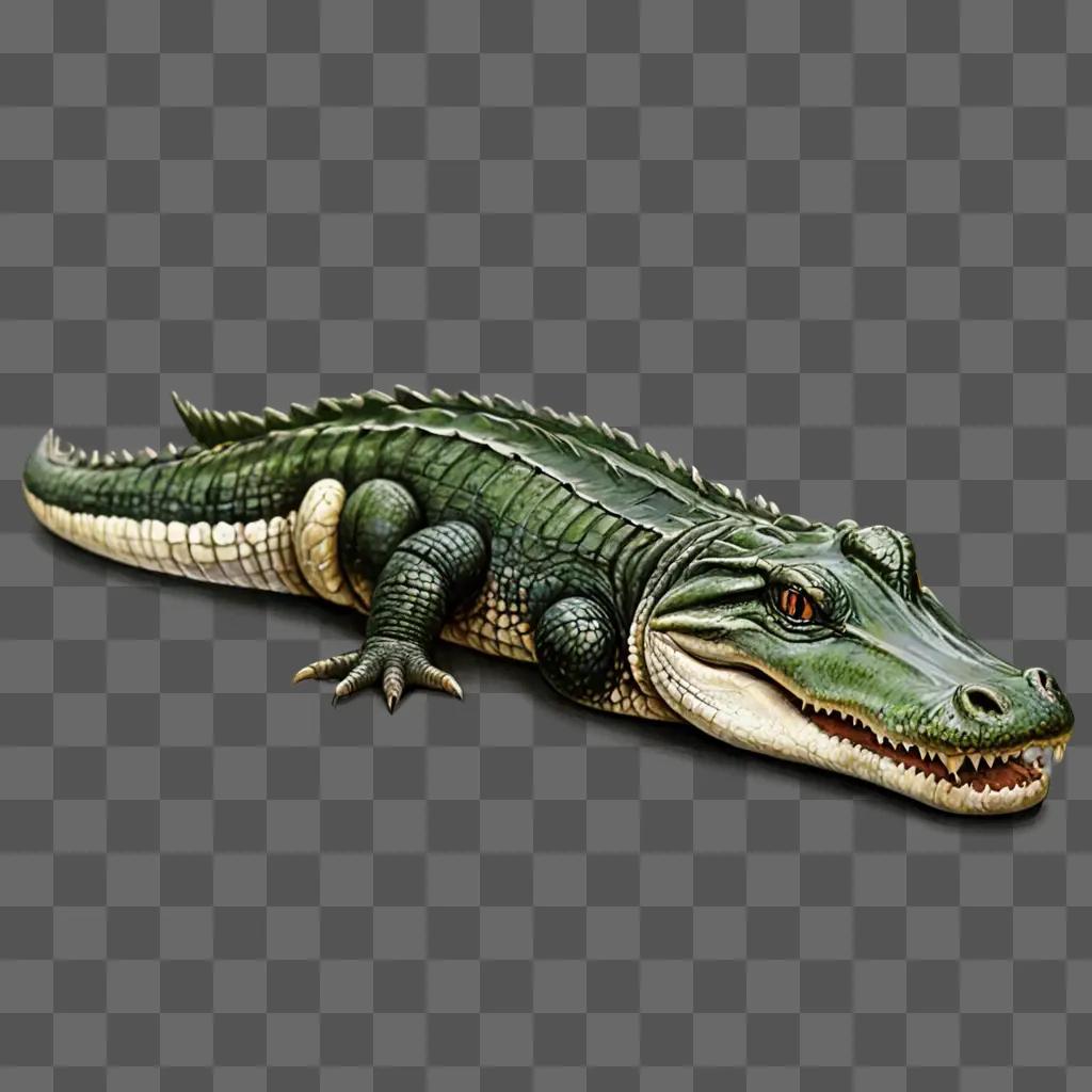 A realistic alligator drawing with mouth open