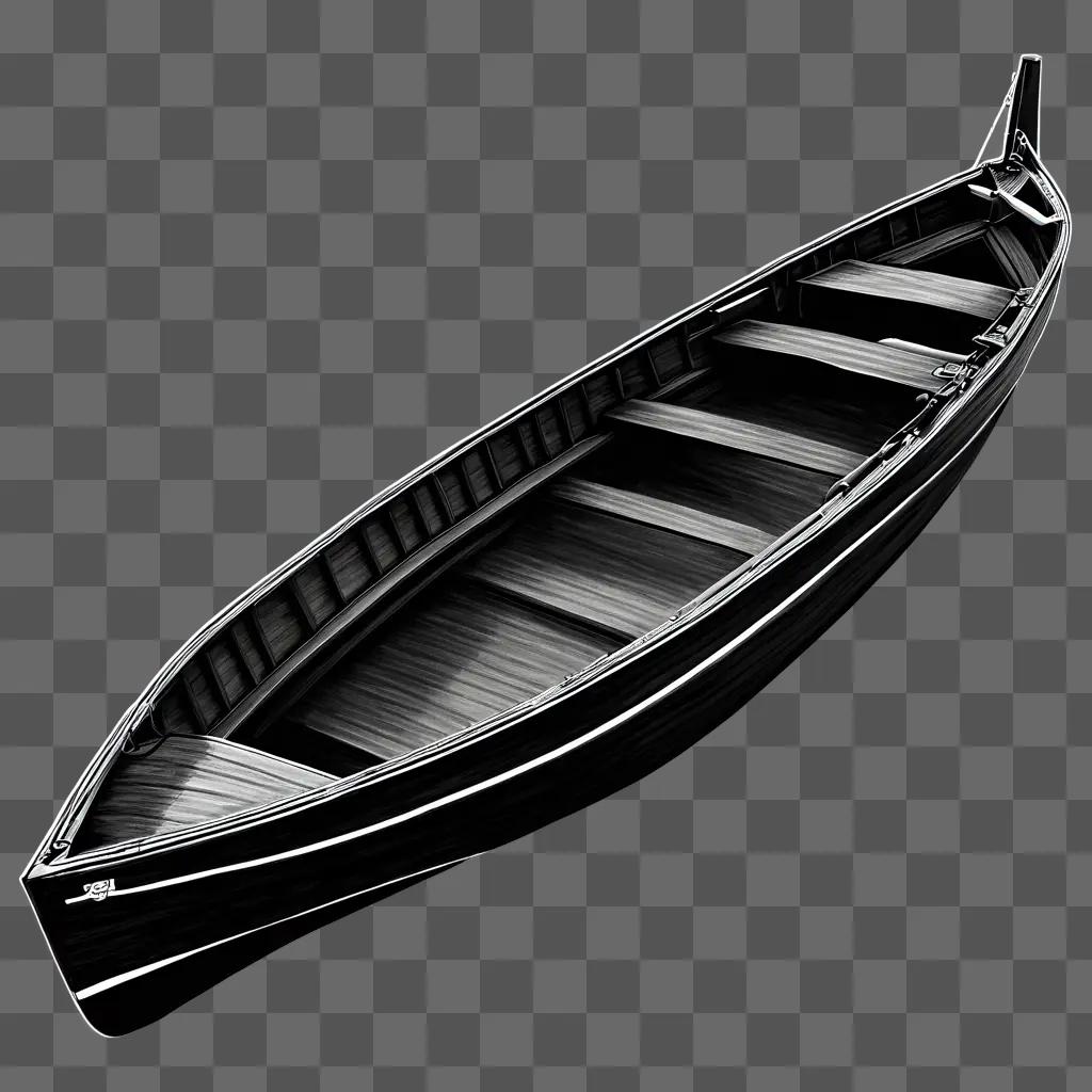 A realistic boat drawing of a boat in the water