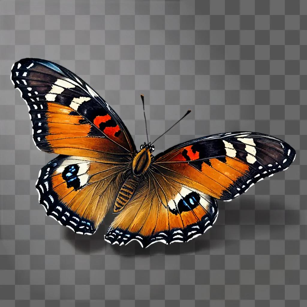 A realistic butterfly drawing in a painting