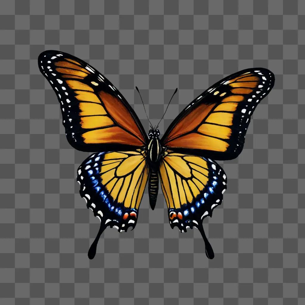 A realistic butterfly drawing of a monarch butterfly