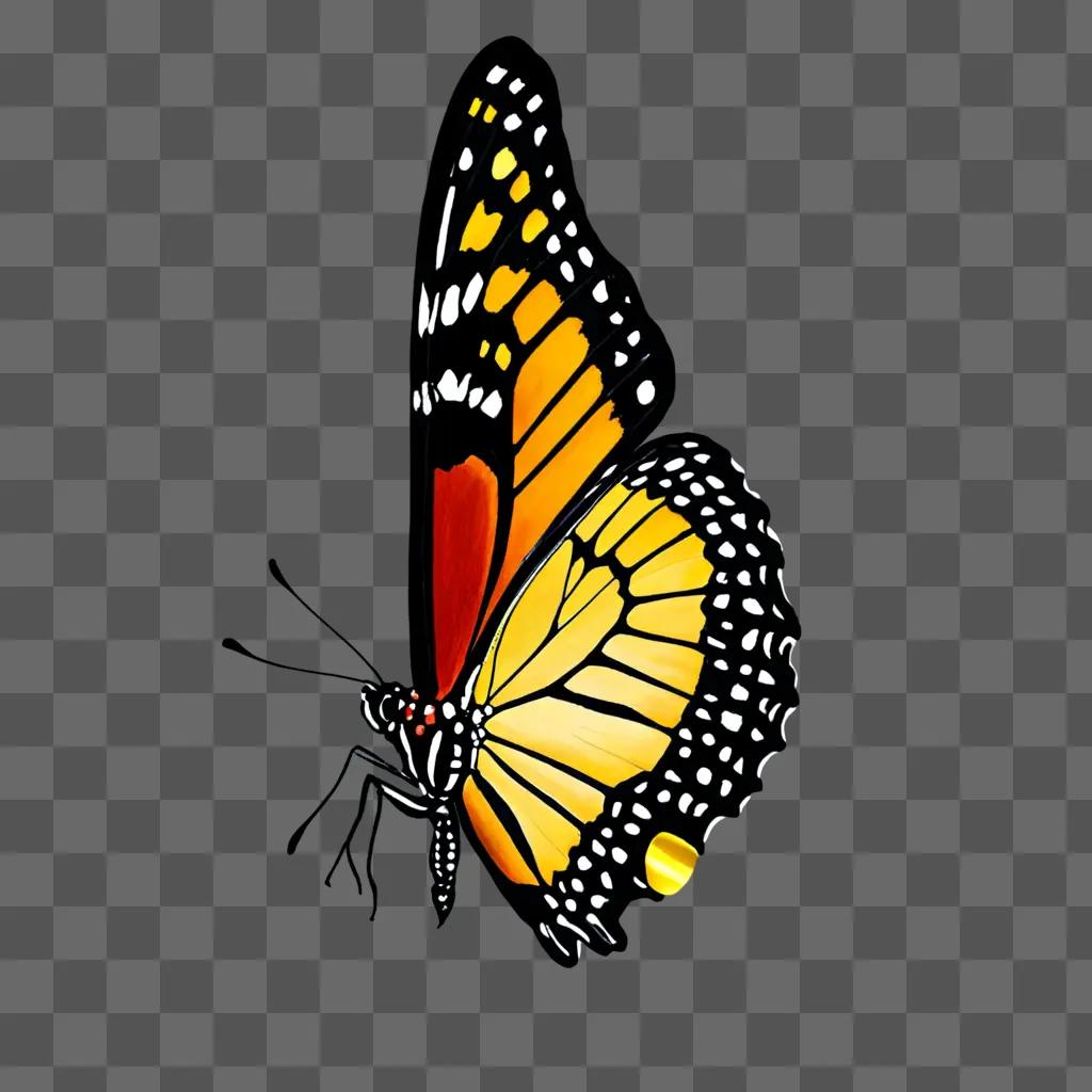 A realistic butterfly drawing of a monarch butterfly