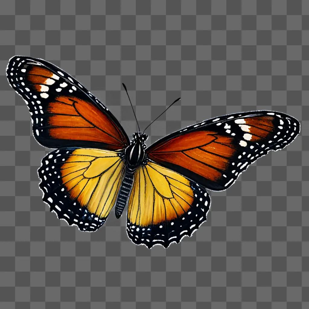 A realistic butterfly drawing with vivid colors