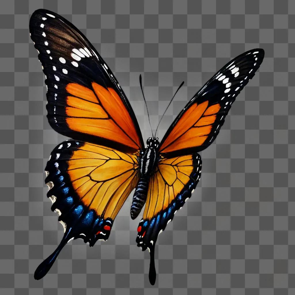 A realistic butterfly drawing with vivid colors