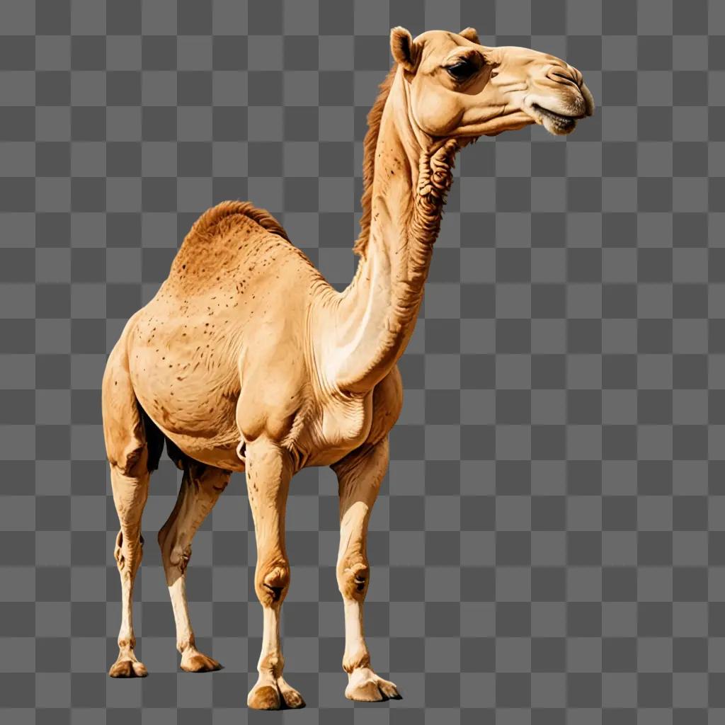 A realistic camel drawing on a beige background