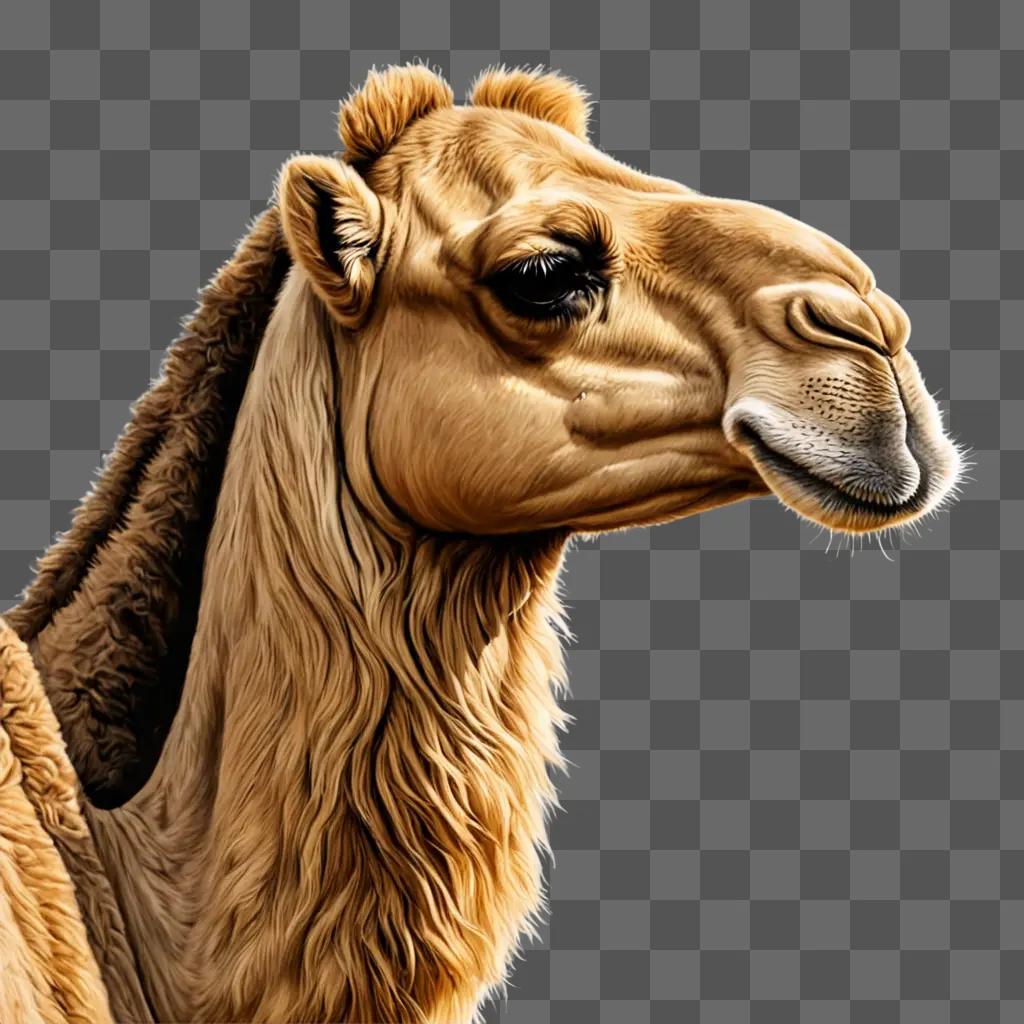 A realistic camel drawing with a brown color scheme