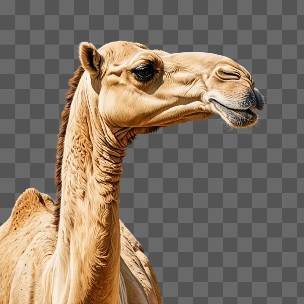 A realistic camel drawing with an open mouth