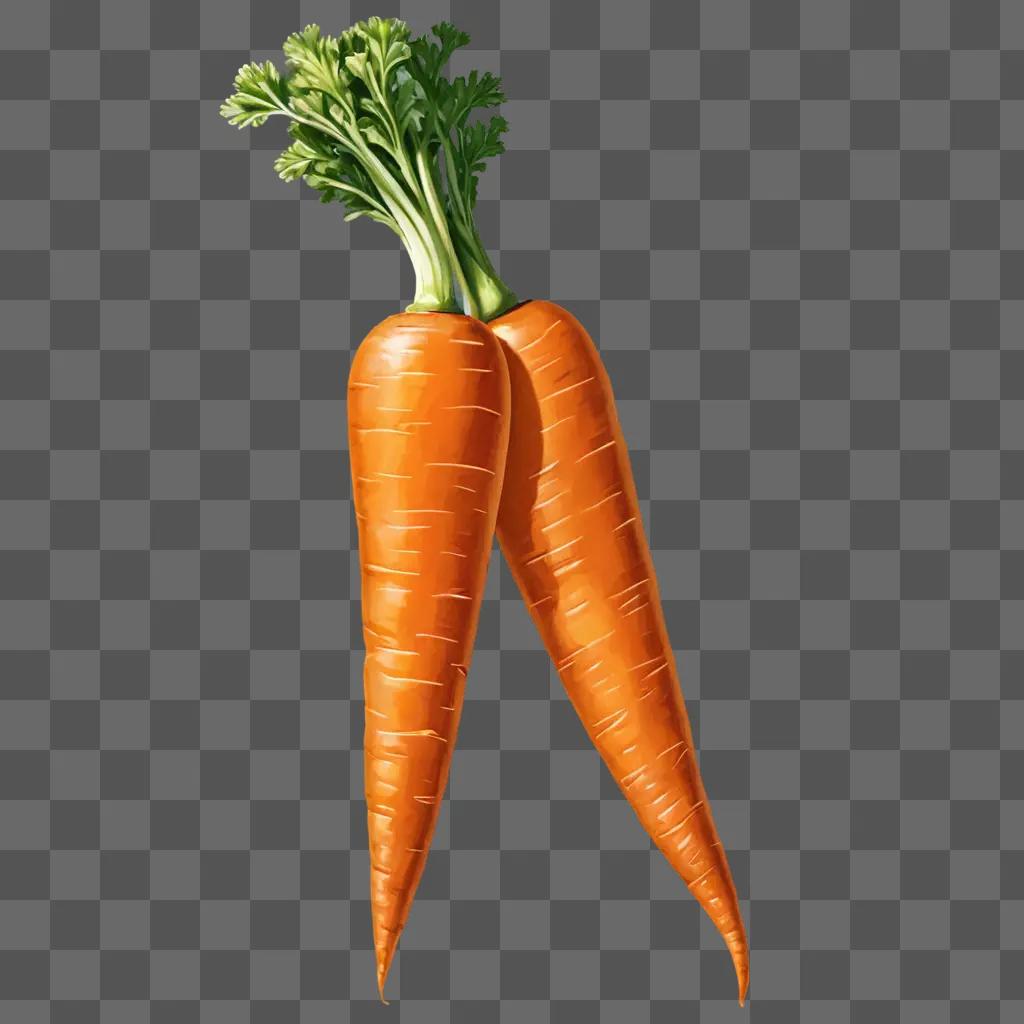 A realistic carrot drawing on a beige background