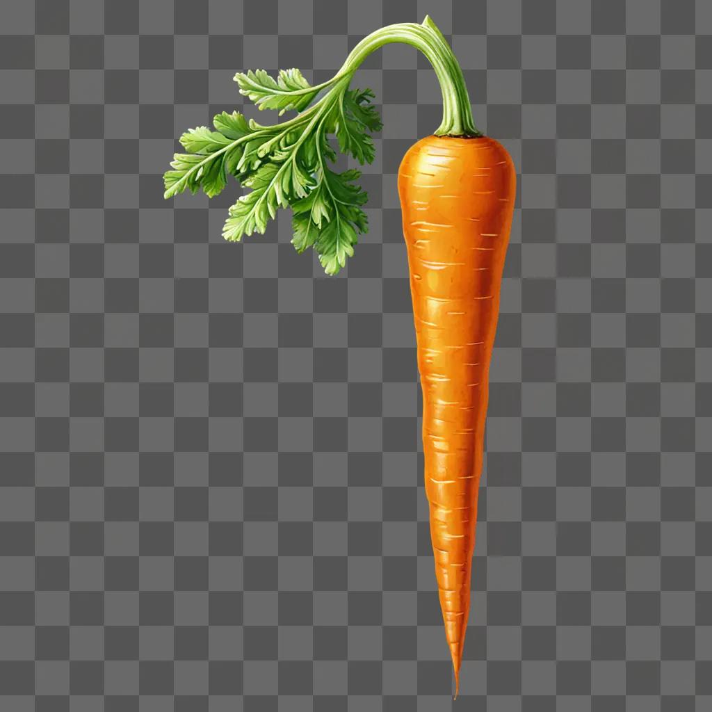 A realistic carrot drawing on a brown background