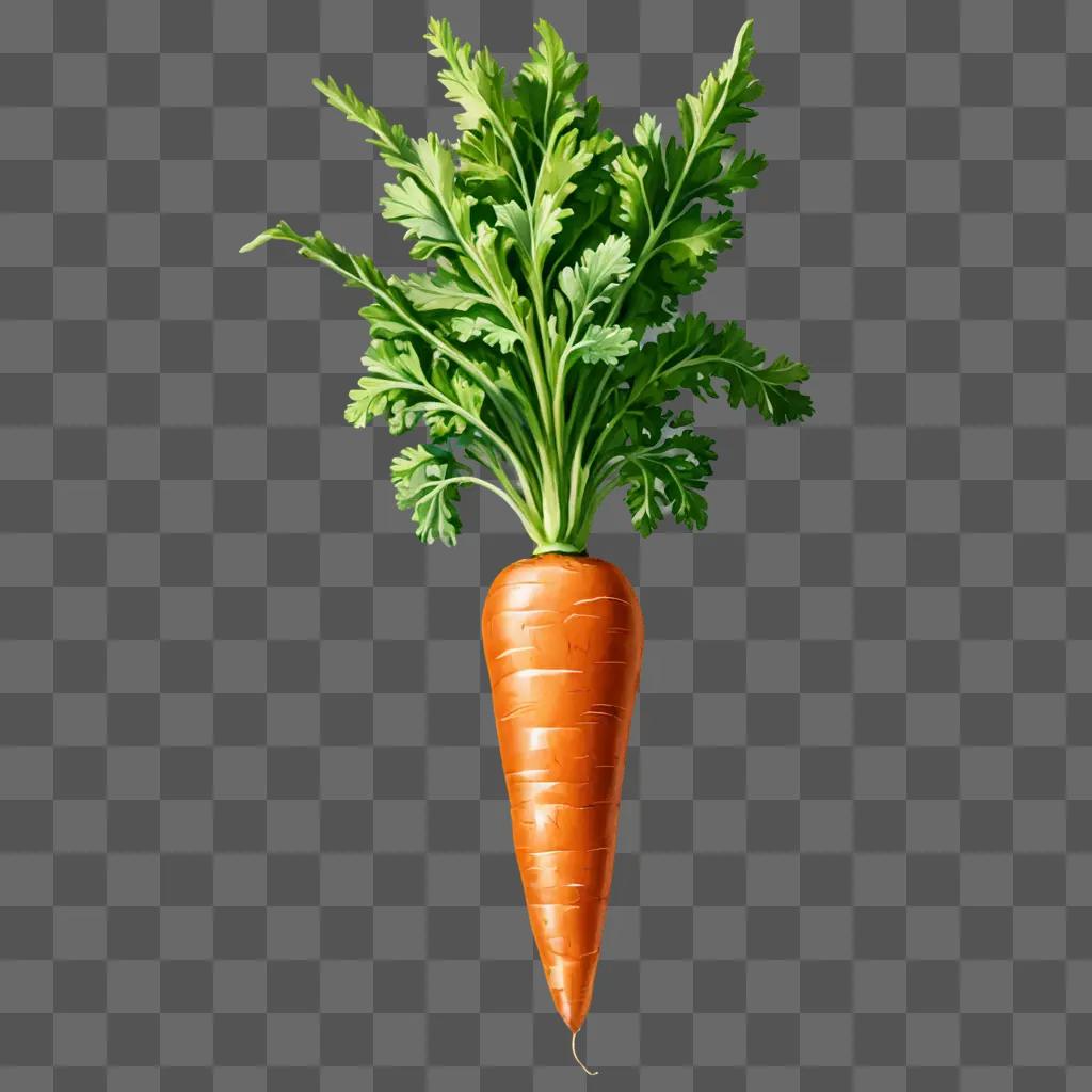 A realistic carrot drawing on a green background