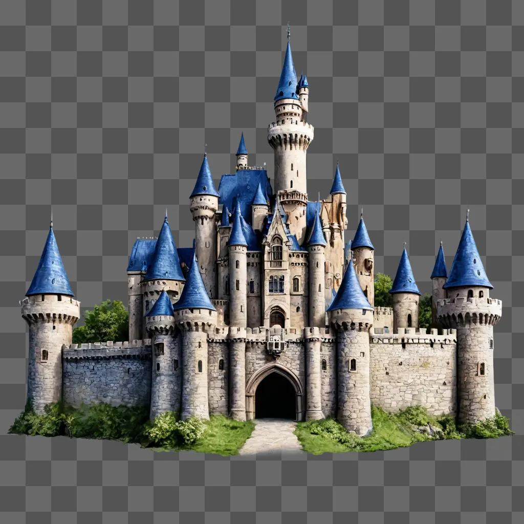 A realistic castle drawing in a digital format