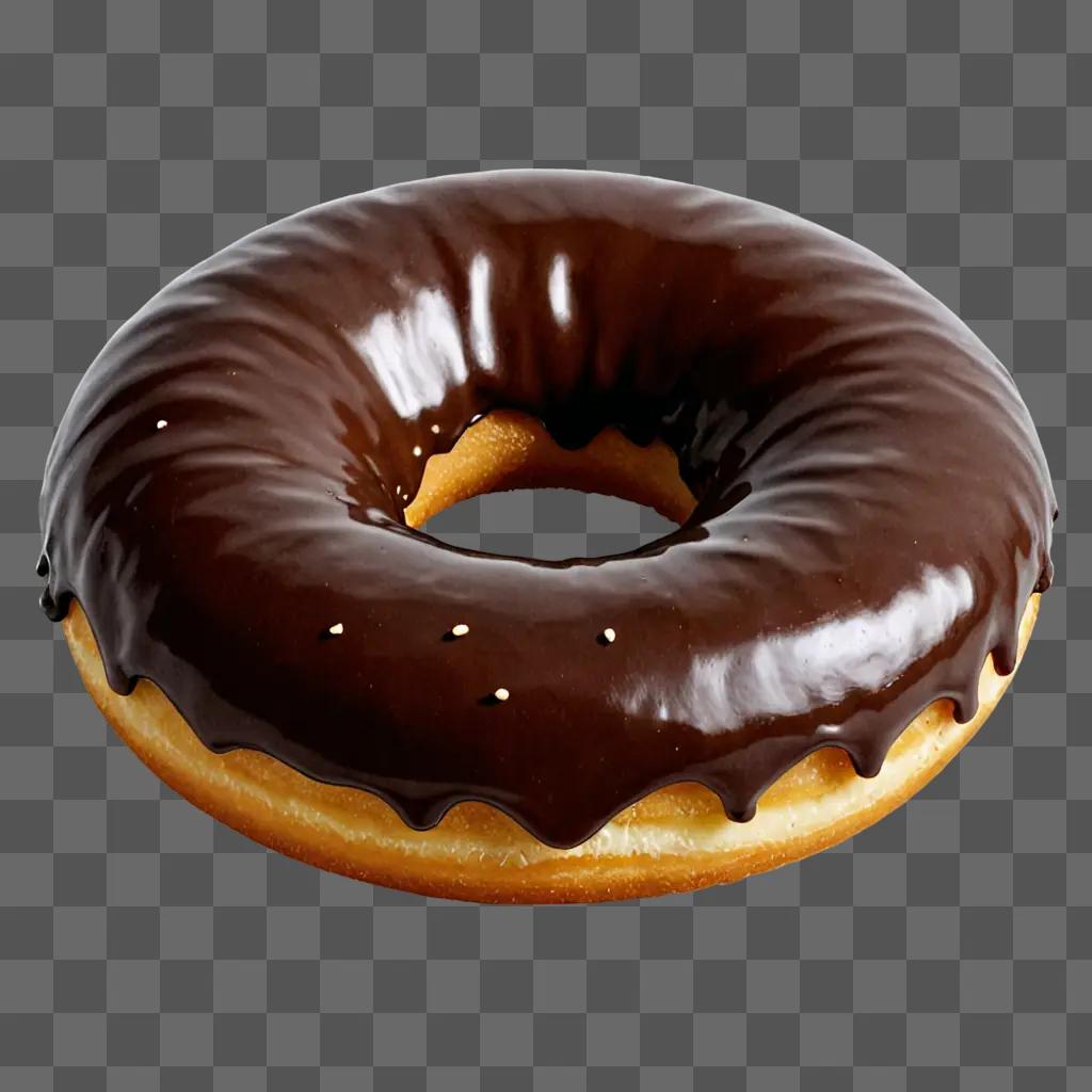 A realistic chocolate glazed donut with a shiny glaze