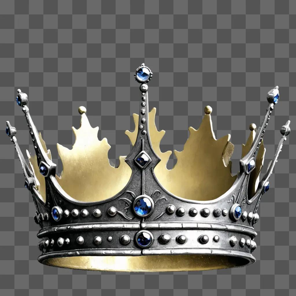 A realistic crown drawing with blue jewels