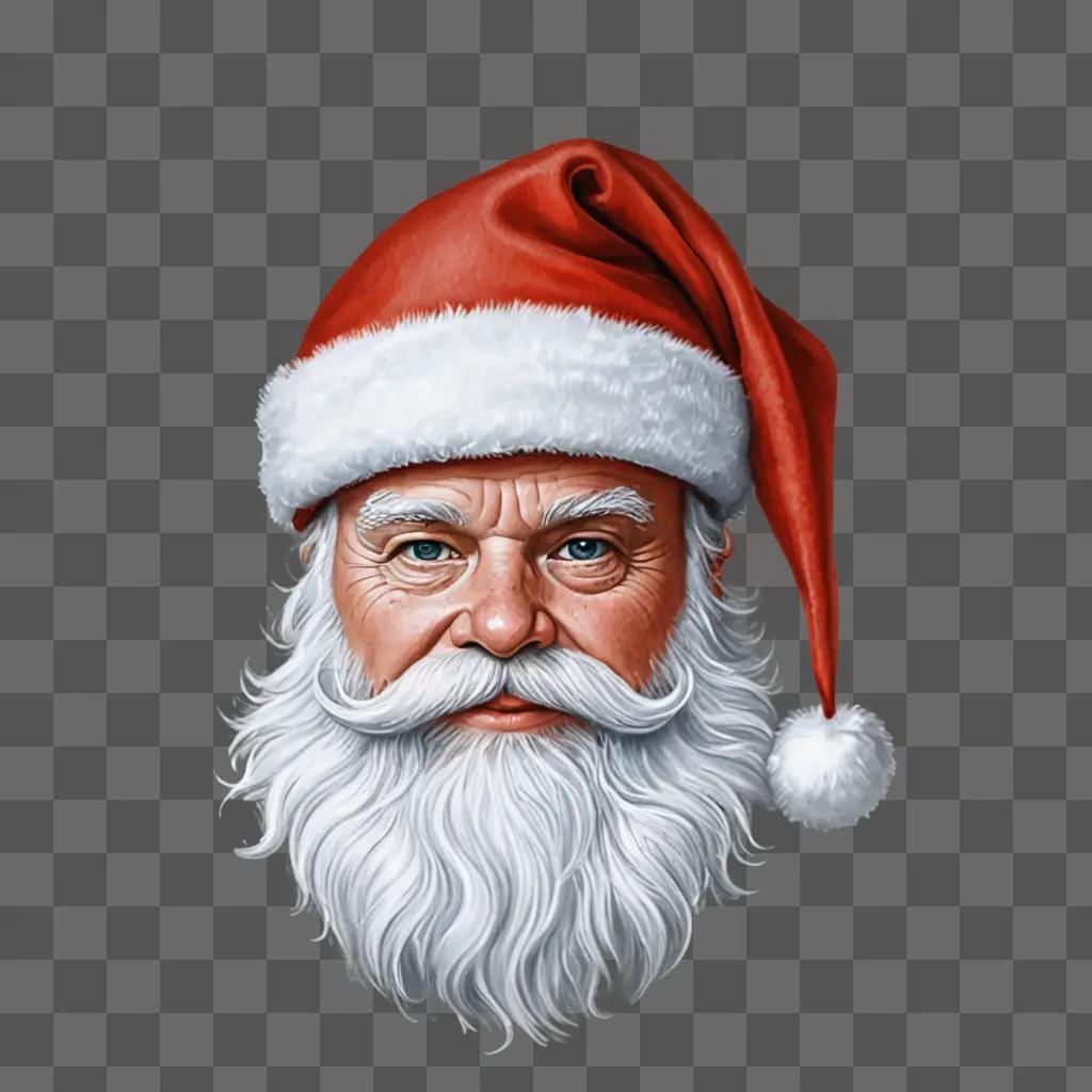 A realistic drawing of a Santa hat on a face