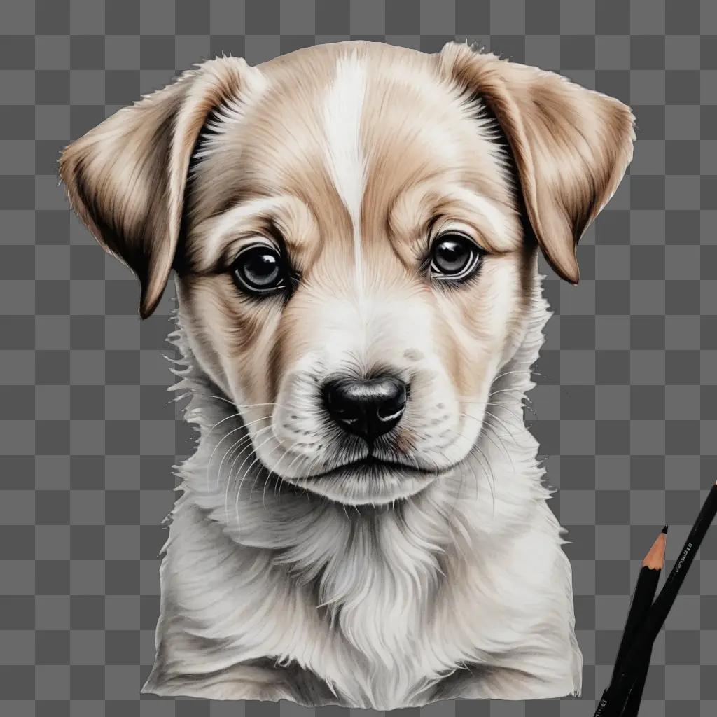 A realistic drawing of a brown puppy