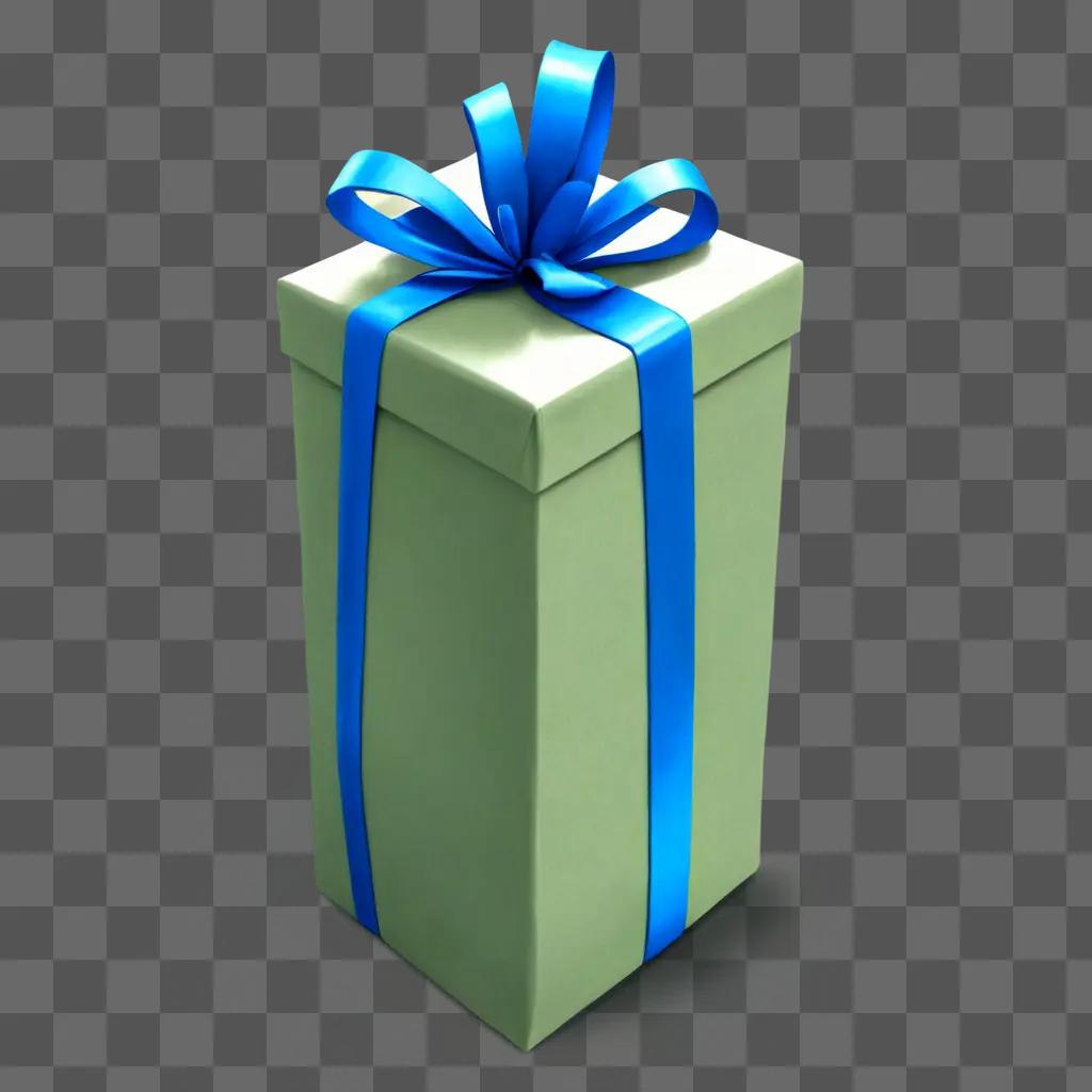 A realistic drawing of a gift box with blue ribbon