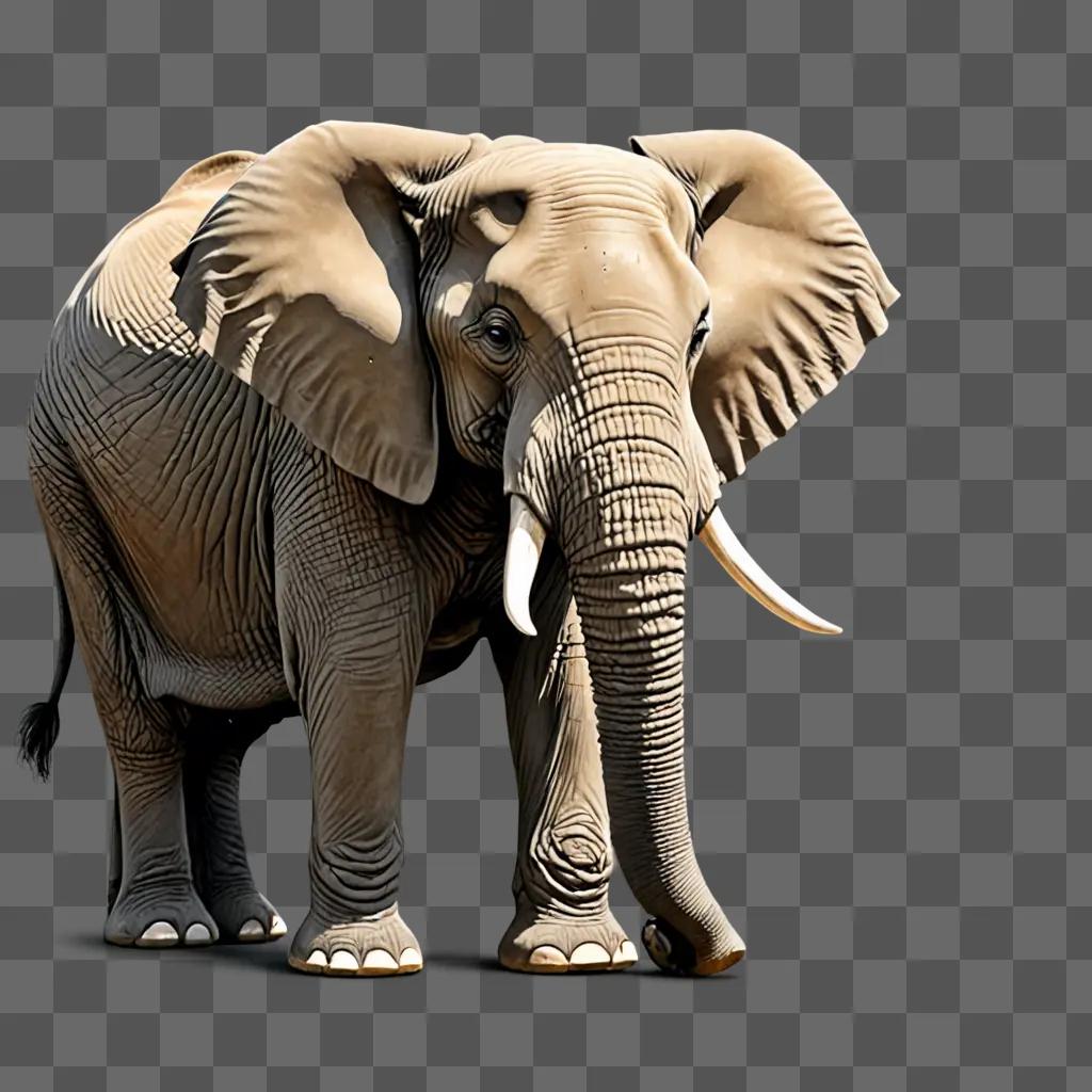 A realistic drawing of a grey elephant