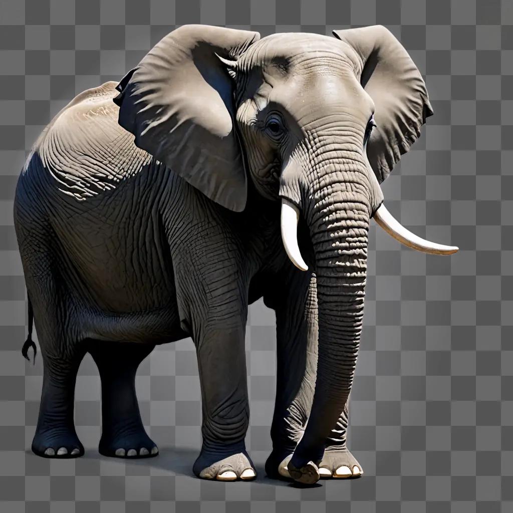 A realistic drawing of a grey elephant