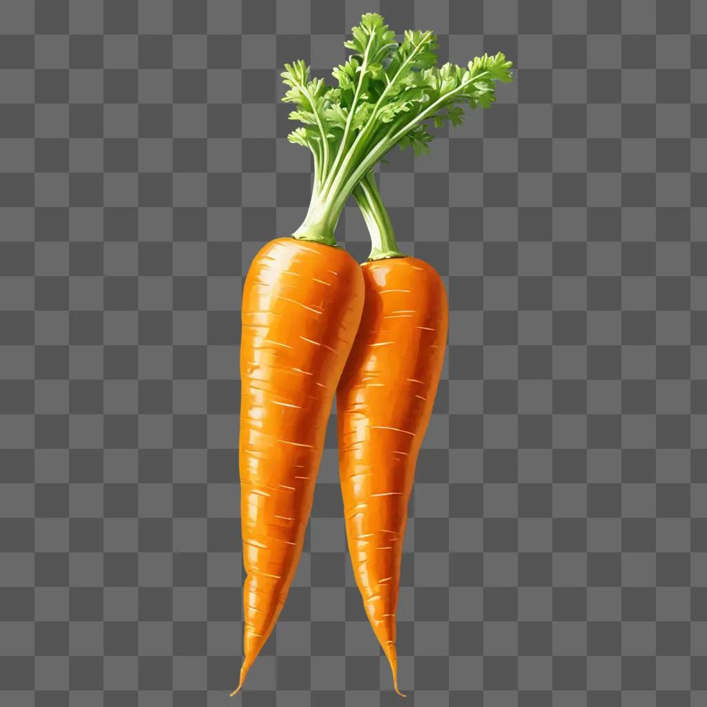 A realistic drawing of a pair of carrots