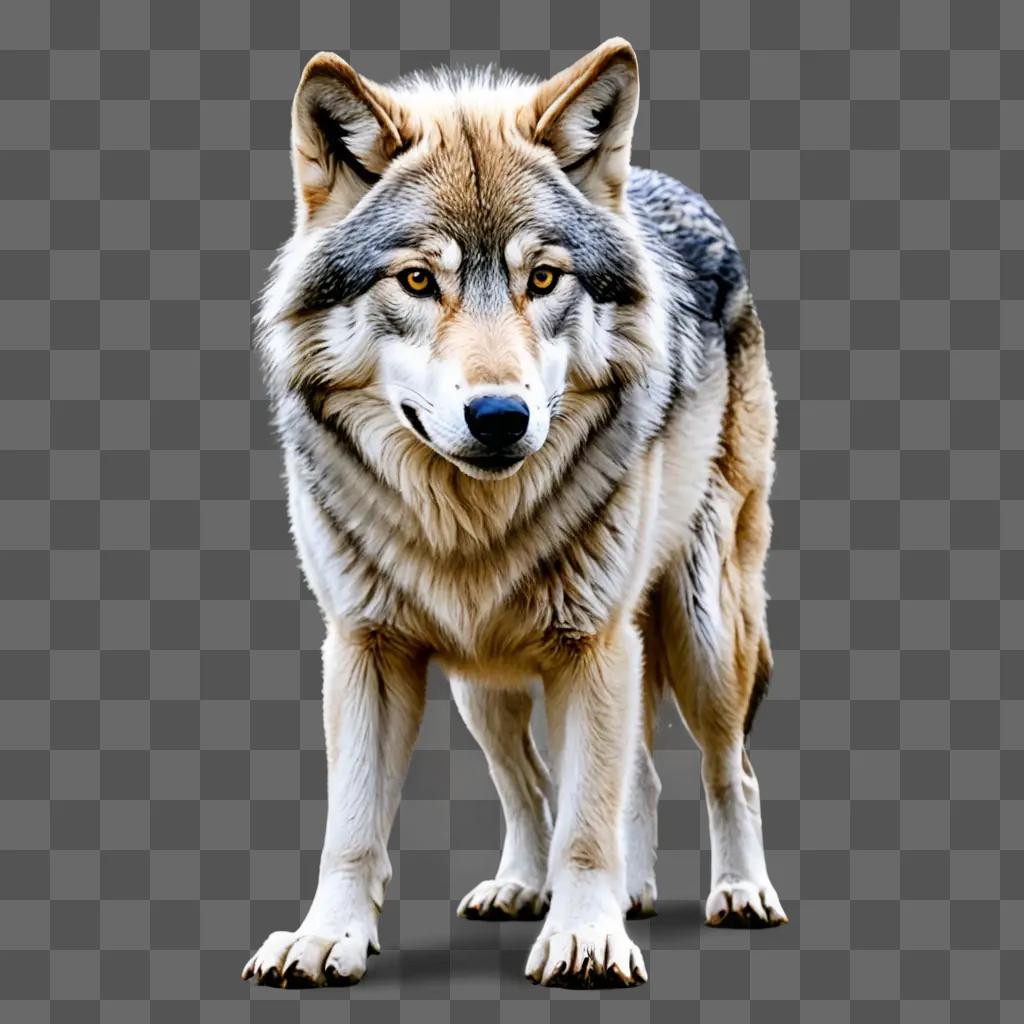 A realistic drawing of a wolf standing