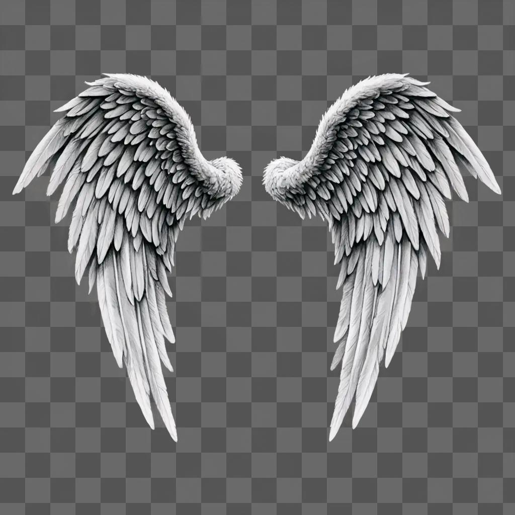 A realistic drawing of two angel wings