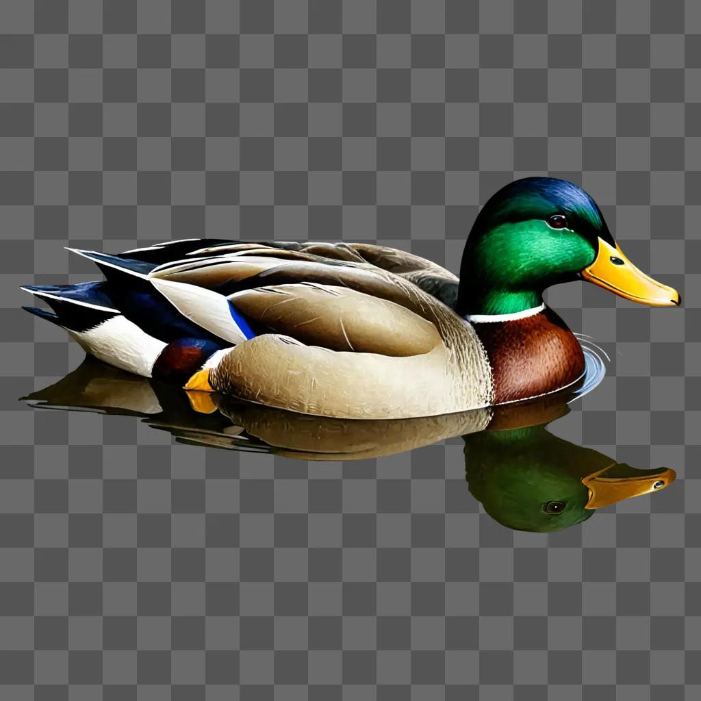 A realistic duck drawing floating in water