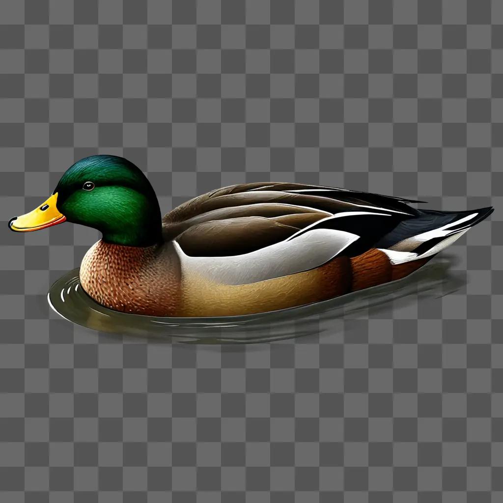 A realistic duck drawing in water