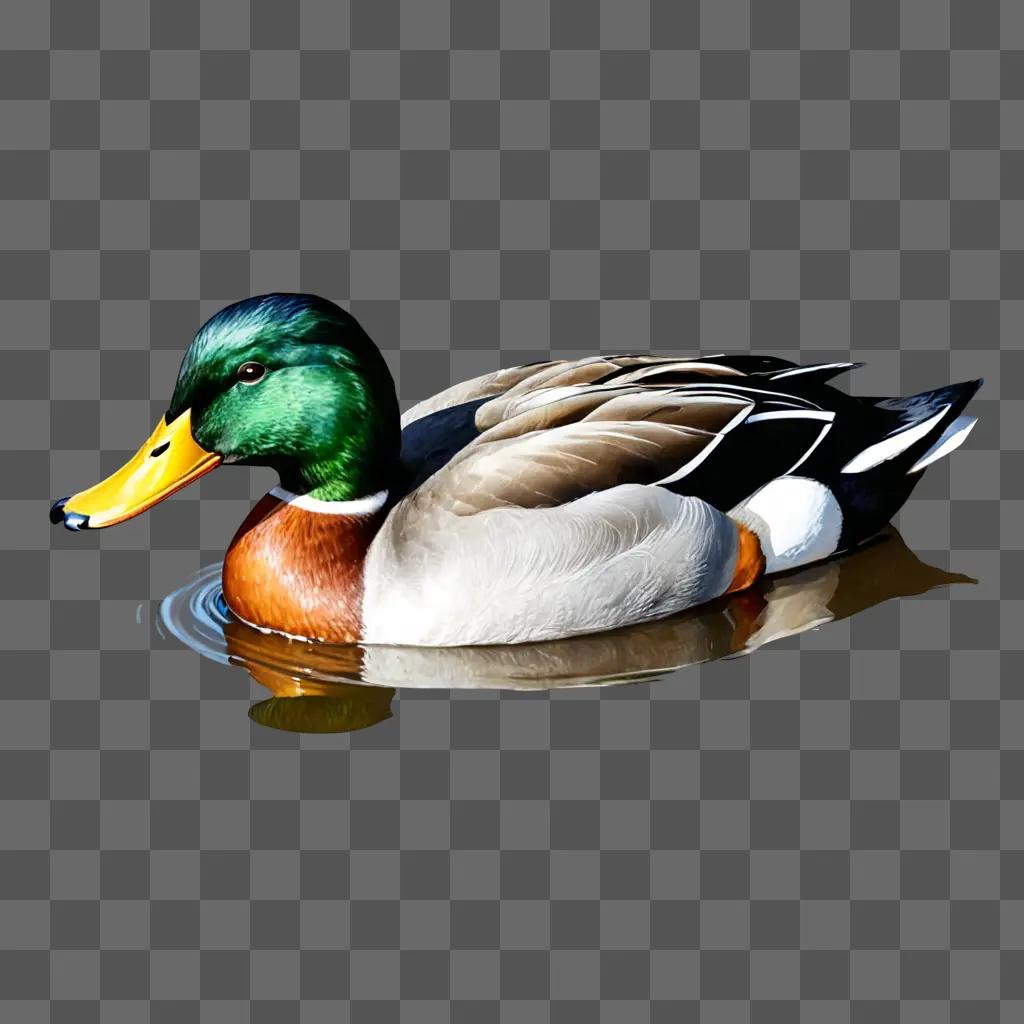 A realistic duck drawing of a duck swimming in water