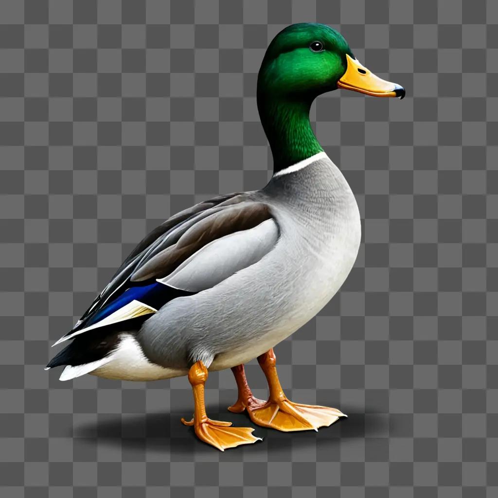 A realistic duck drawing of a duck with its feet