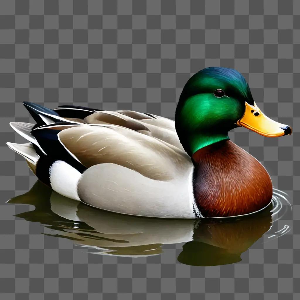 A realistic duck drawing on a white background