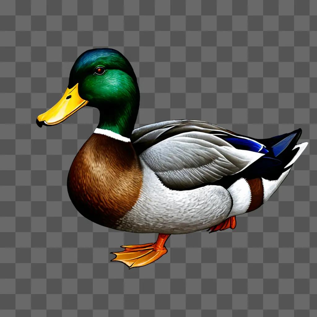 A realistic duck drawing with a yellow beak