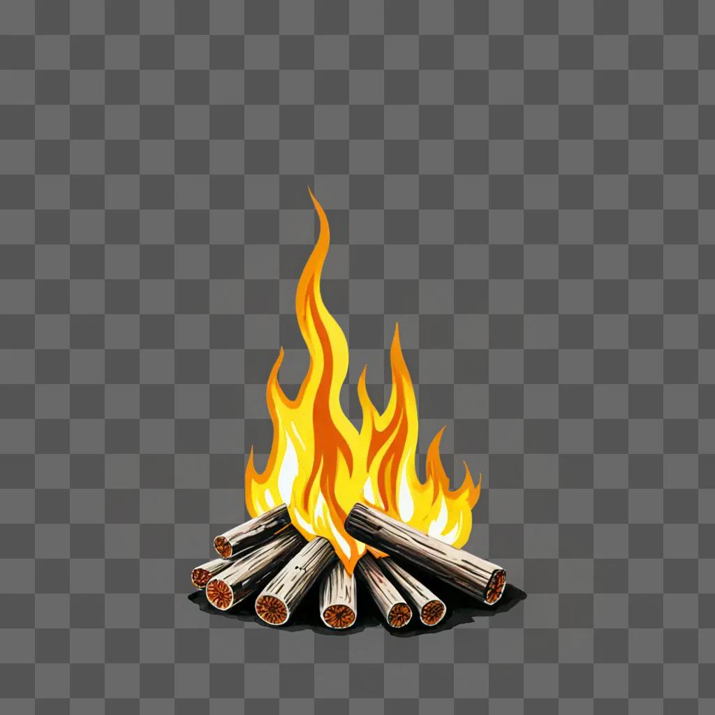 A realistic fire drawing of a campfire