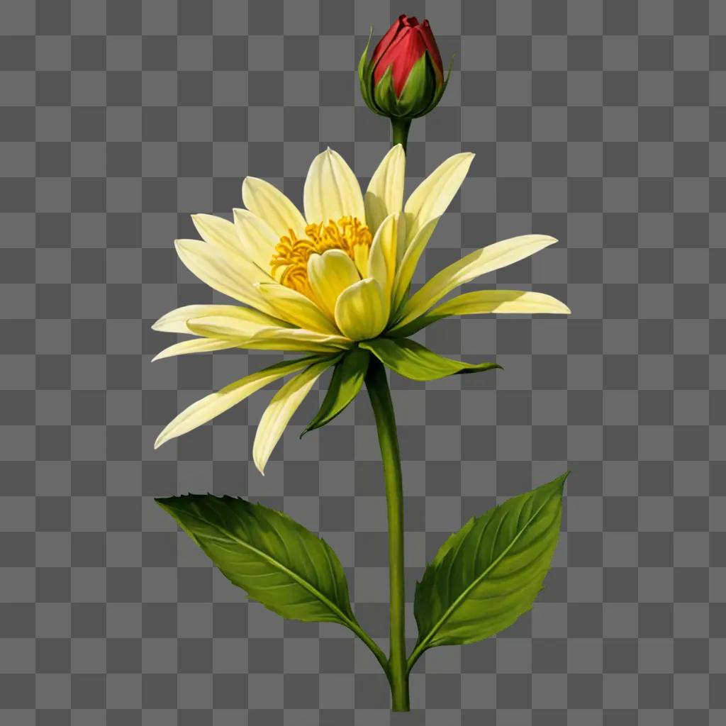 A realistic flower drawing with a green background