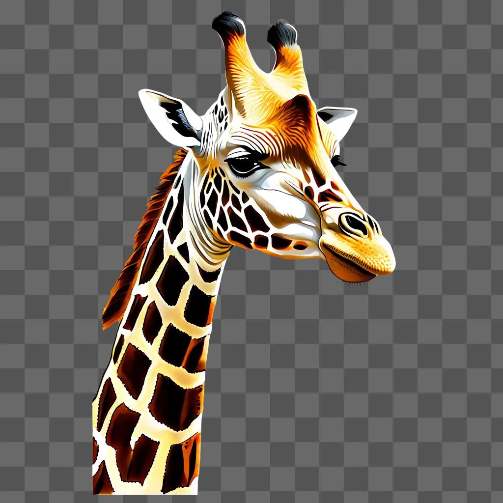 A realistic giraffe drawing on a beige background