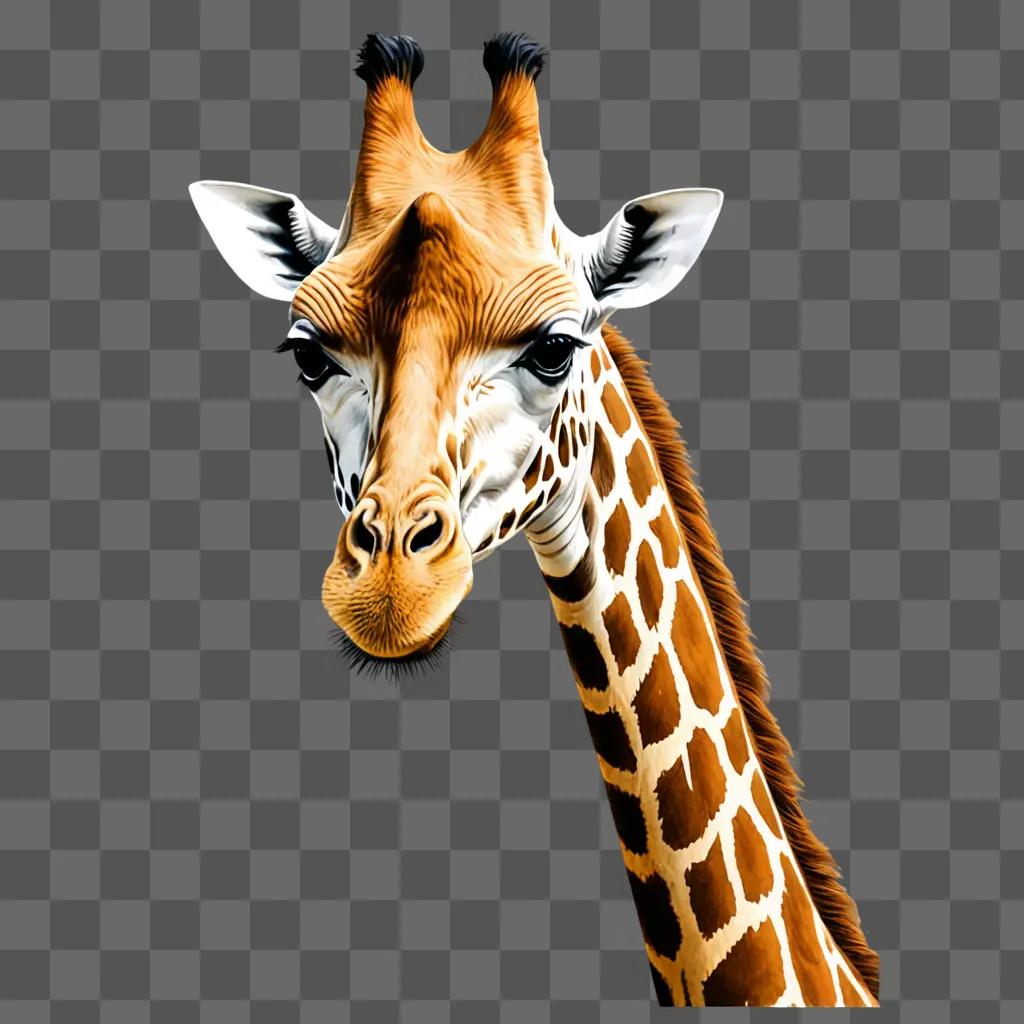 A realistic giraffe drawing with a brown background