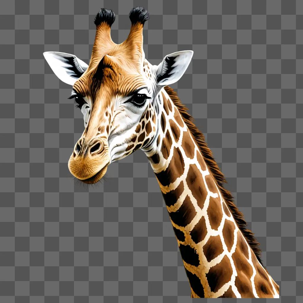 A realistic giraffe drawing with a brown background