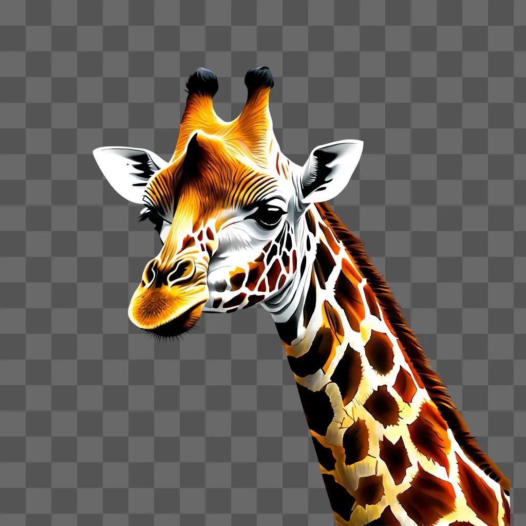 A realistic giraffe drawing with a brown background