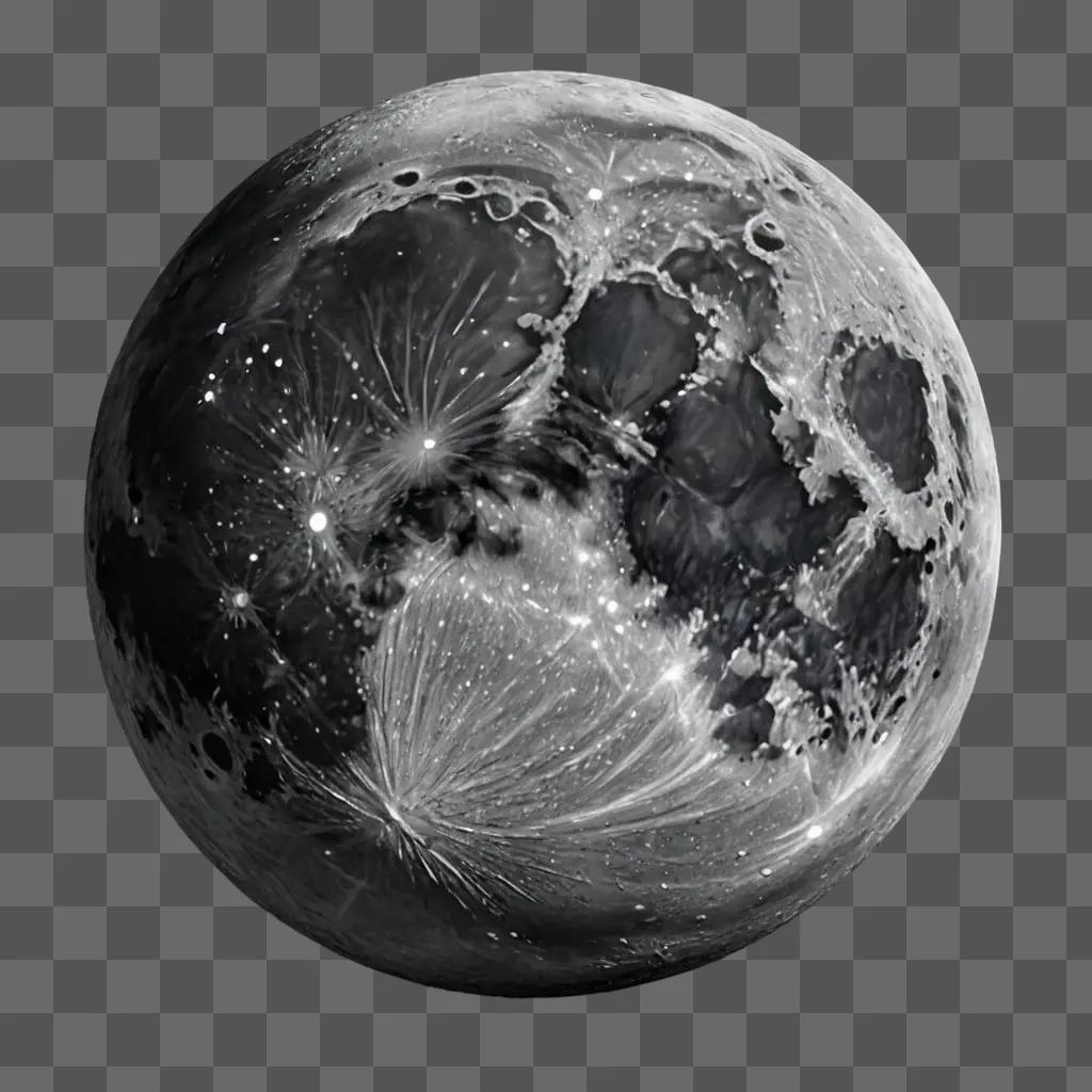 A realistic moon drawing with a white background