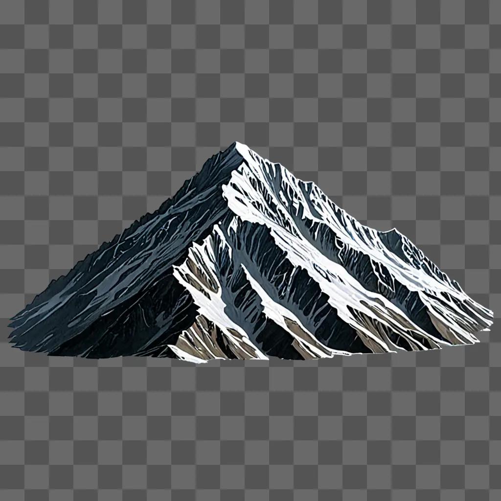 A realistic mountain drawing with a shadow