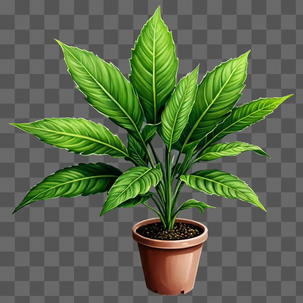 A realistic plant drawing in a ceramic pot